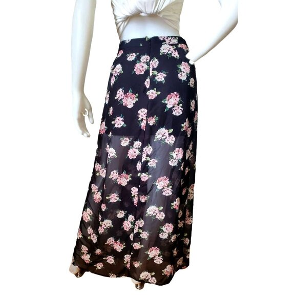 F21 Forever 21 Skirt Mini Faux Maxi Sheer Floral Layered Vintage Y2K - Picture 1 of 10